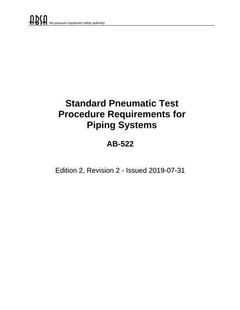 ab5252 smart|Standard Pneumatic Test Procedure Requirements for Piping Systems.